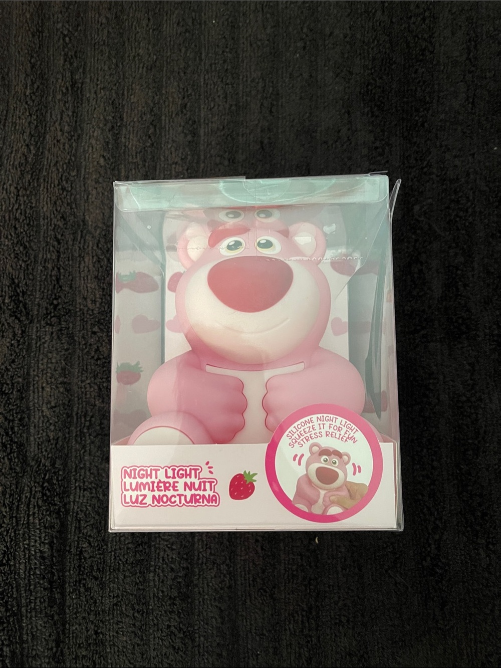 Miniso Disney Pixar Lotso Pink Bear Silicone LED Night Light Strawberry Squeeze